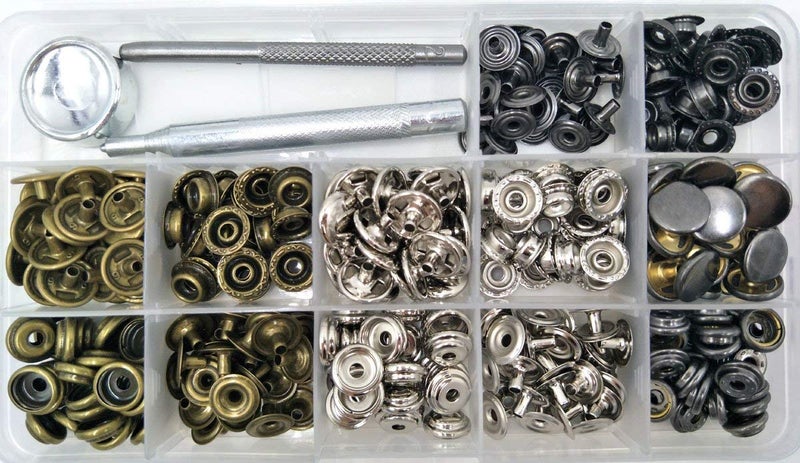 INNETOC INNEOTC 90 Sets - 12mm(1/2") Metal Gunmetal Black Plated Steel Snaps Fastener Leather Rapid Rivet Button Sewing with Seting Tool (12mm, Mixed) - Image 4